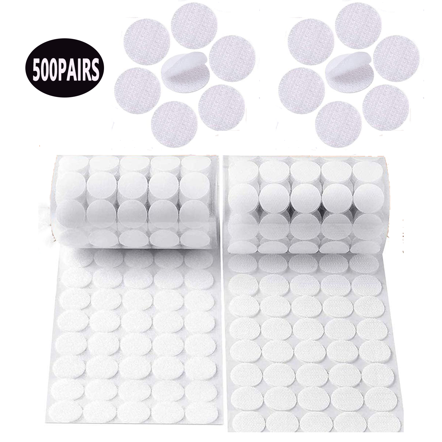 1000 Pcs 20mm Self-Adhesive Velcro Dots Glue Dots for Paper, Plastic,  Glass,Leather, Metal, Garments(White) 
